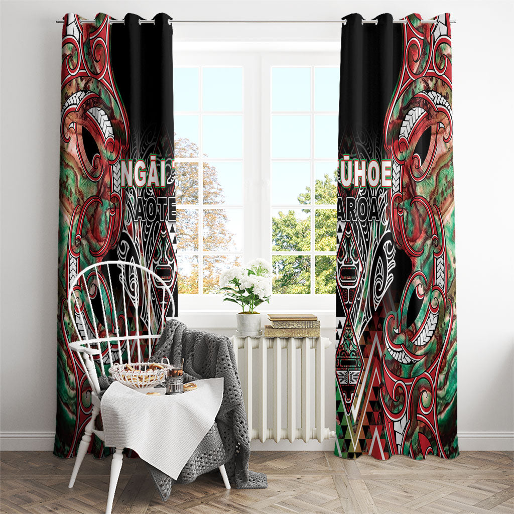 Aotearoa Ngai Tuhoe Window Curtain Maori Tribal Red And Green Paua Shell Pattern
