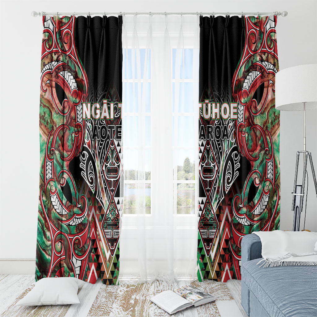 Aotearoa Ngai Tuhoe Window Curtain Maori Tribal Red And Green Paua Shell Pattern