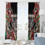 Aotearoa Ngai Tuhoe Window Curtain Maori Tribal Red And Green Paua Shell Pattern