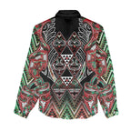 Aotearoa Ngai Tuhoe Women Casual Shirt Maori Tribal Red And Green Paua Shell Pattern