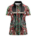 Aotearoa Ngai Tuhoe Women Polo Shirt Maori Tribal Red And Green Paua Shell Pattern