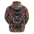 Aotearoa Ngai Tuhoe Zip Hoodie Maori Tribal Red And Green Paua Shell Pattern