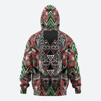 Aotearoa Ngai Tuhoe Zip Hoodie Maori Tribal Red And Green Paua Shell Pattern