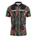 Aotearoa Ngai Tuhoe Zipper Polo Shirt Maori Tribal Red And Green Paua Shell Pattern