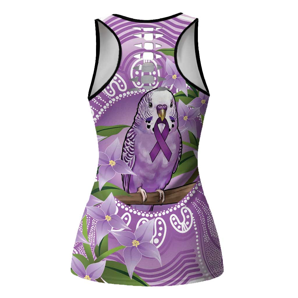 Epilepsy Awareness Budgerigar Australia Hollow Tank Top Budgie Purple Ribbon Boronia Aboriginal - Aussie Hoodie