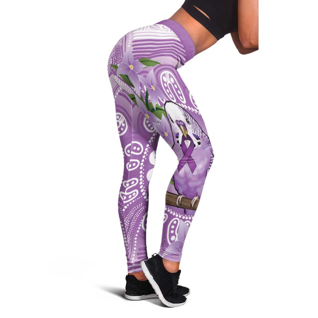 Epilepsy Awareness Budgerigar Australia Leggings Budgie Purple Ribbon Boronia Aboriginal - Aussie Hoodie