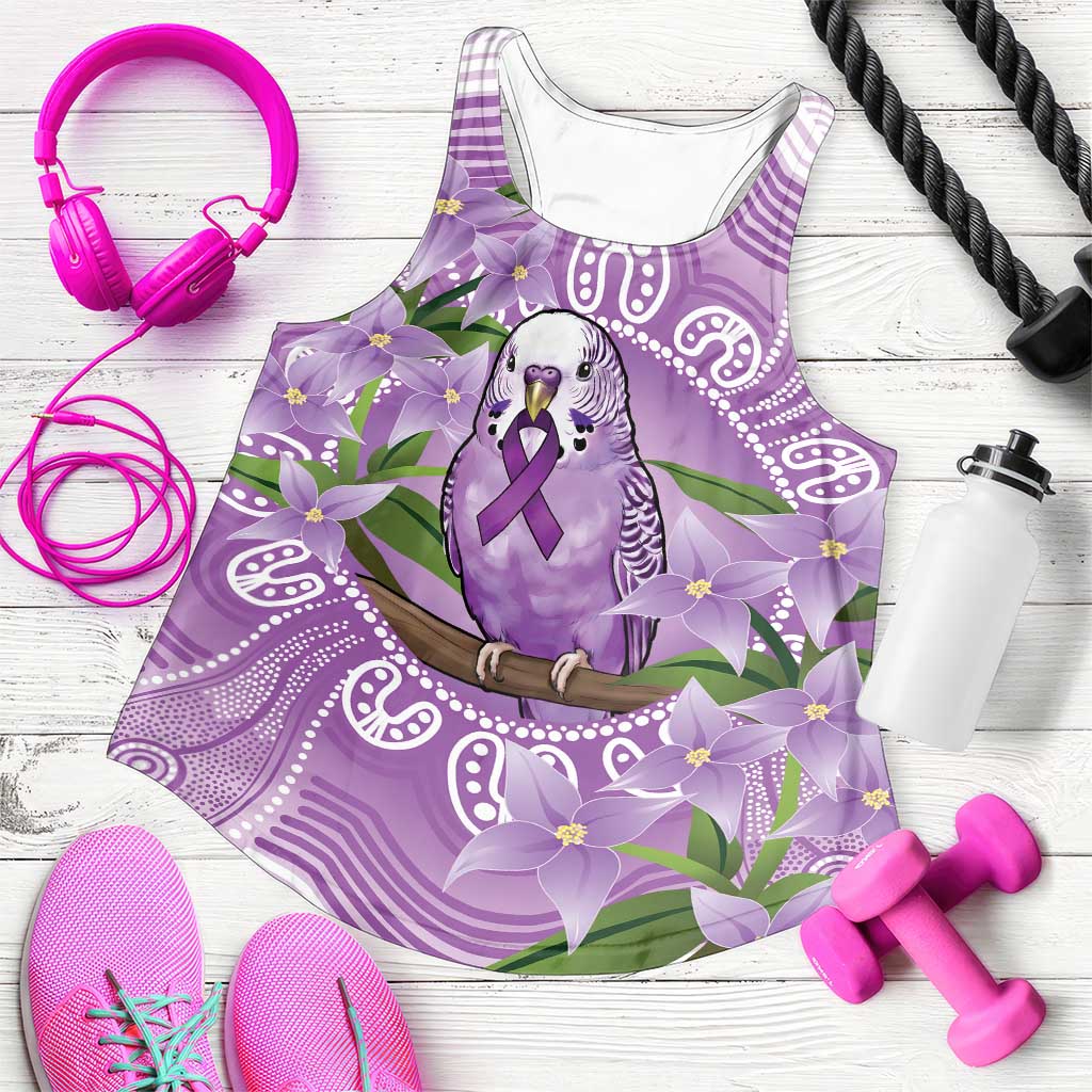 Epilepsy Awareness Budgerigar Australia Women Racerback Tank Budgie Purple Ribbon Boronia Aboriginal - Aussie Hoodie