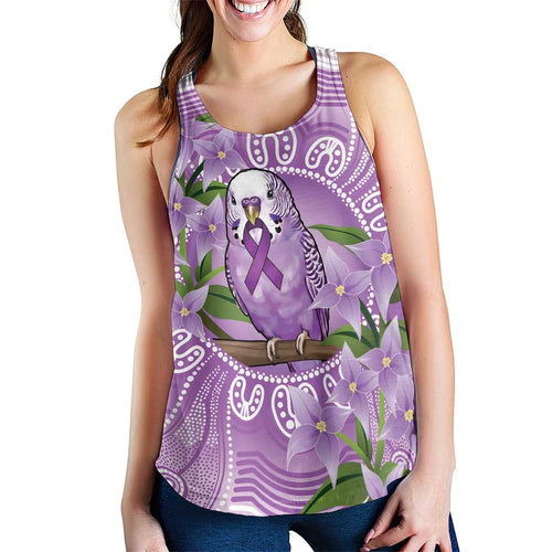 Epilepsy Awareness Budgerigar Australia Women Racerback Tank Budgie Purple Ribbon Boronia Aboriginal - Aussie Hoodie