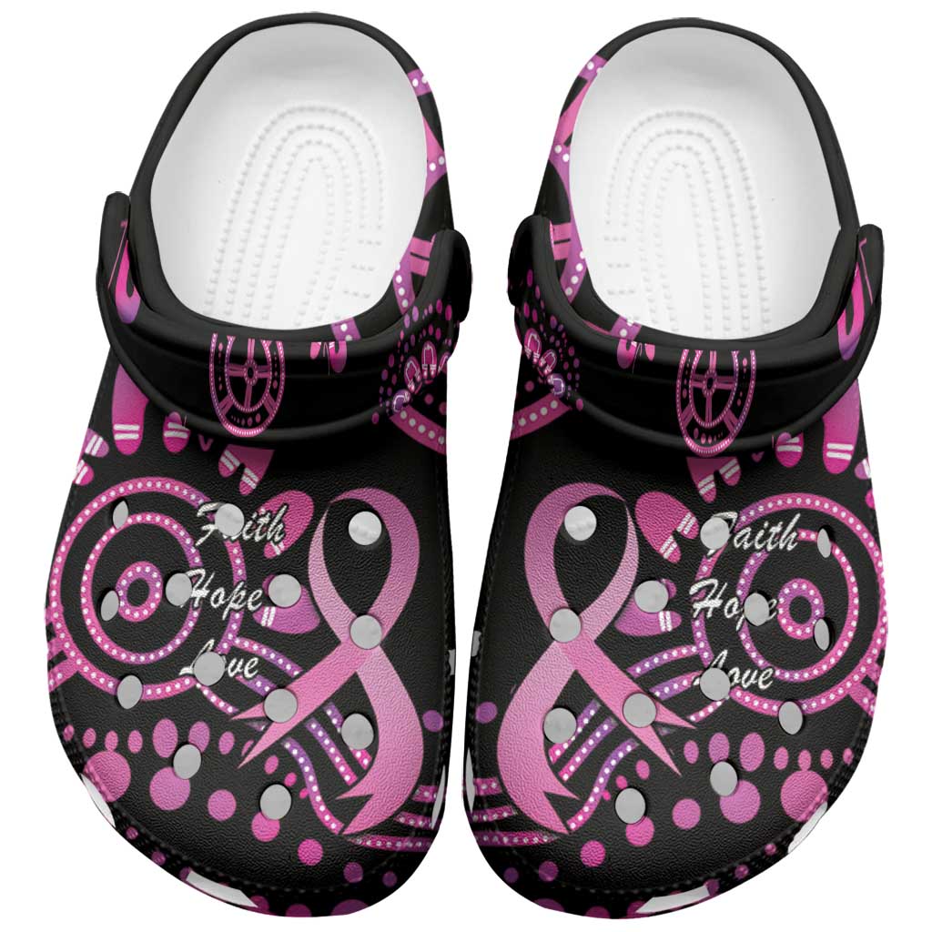 Faith Hope Love Australia Breast Cancer Clogs Shoes Pink Ribbon Indigenous - Aussie Hoodie