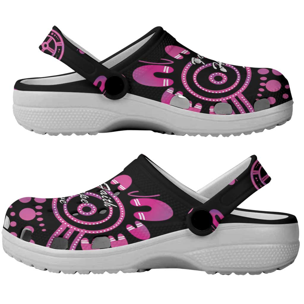 Faith Hope Love Australia Breast Cancer Clogs Shoes Pink Ribbon Indigenous - Aussie Hoodie