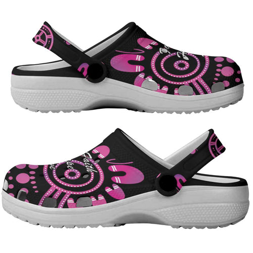 Faith Hope Love Australia Breast Cancer Clogs Shoes Pink Ribbon Indigenous - Aussie Hoodie