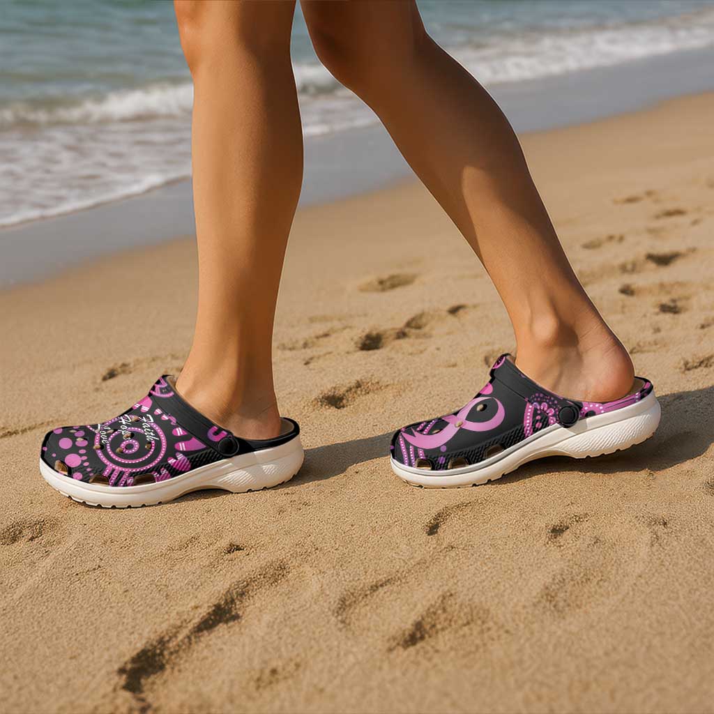 Faith Hope Love Australia Breast Cancer Clogs Shoes Pink Ribbon Indigenous - Aussie Hoodie