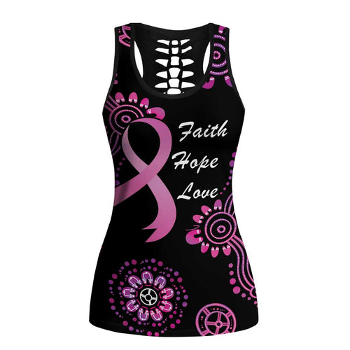 Faith Hope Love Australia Breast Cancer Hollow Tank Top Pink Ribbon Indigenous - Aussie Hoodie