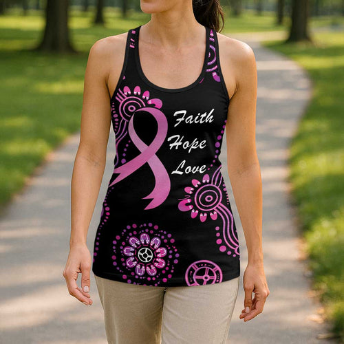 Faith Hope Love Australia Breast Cancer Hollow Tank Top Pink Ribbon Indigenous - Aussie Hoodie