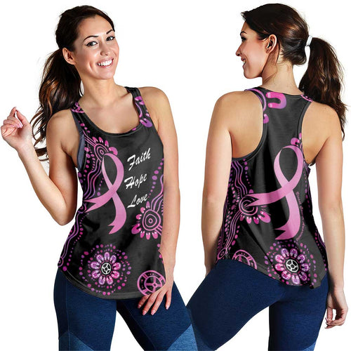 Faith Hope Love Australia Breast Cancer Women Racerback Tank Pink Ribbon Indigenous - Aussie Hoodie