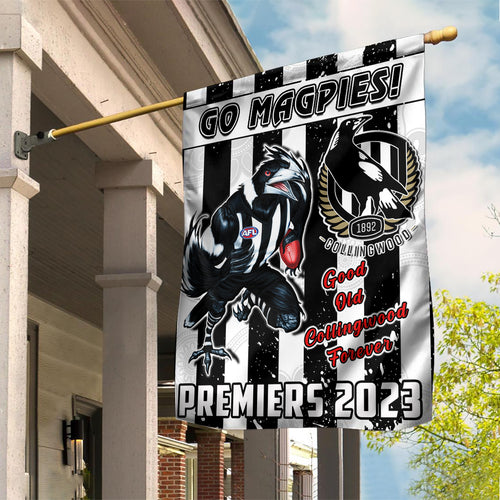 Collingwood Football Flag Premiers 2023 Aboriginal Art Go Magpies LT14