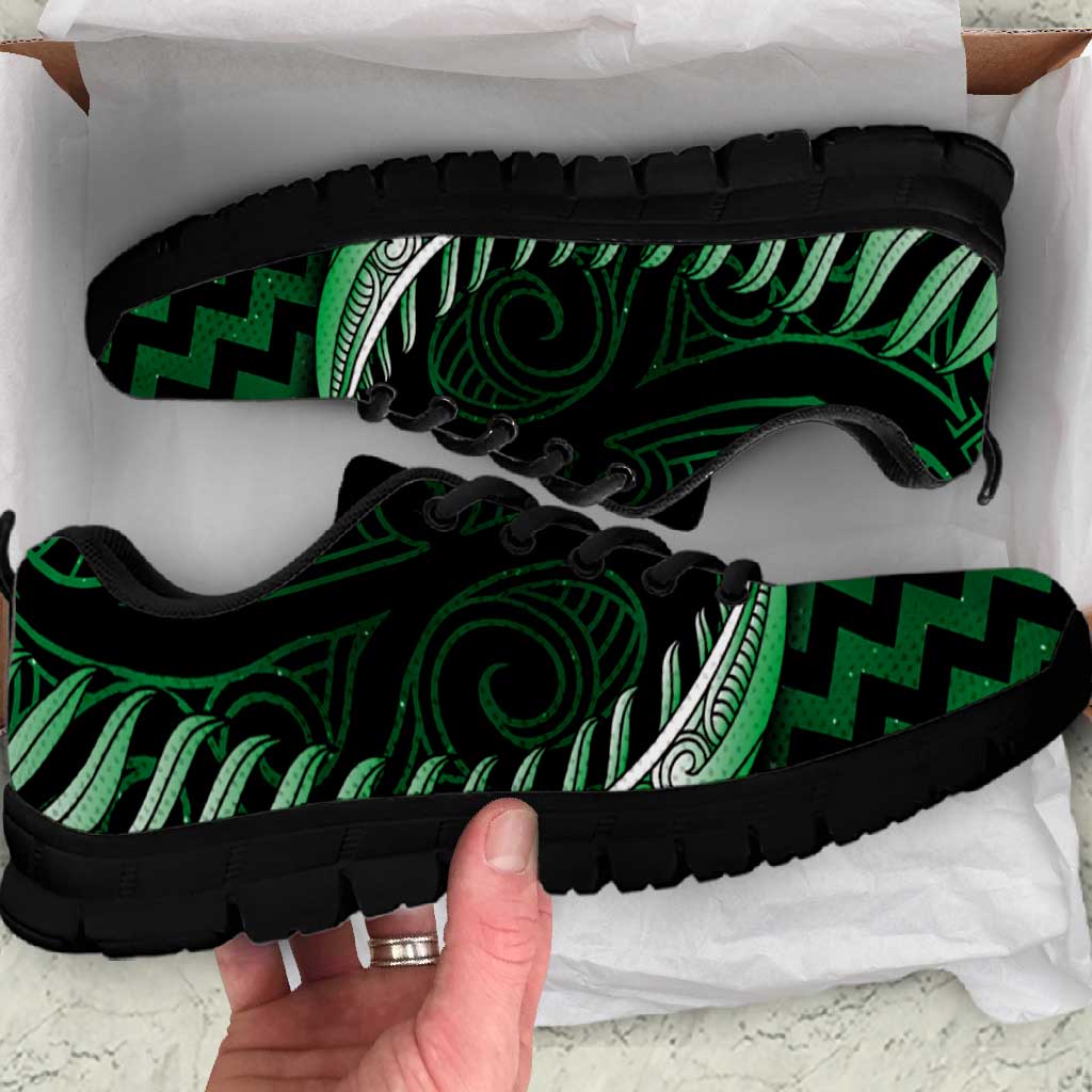 Green Matariki New Zealand Sneakers Maori Poutama Galaxy Vibes