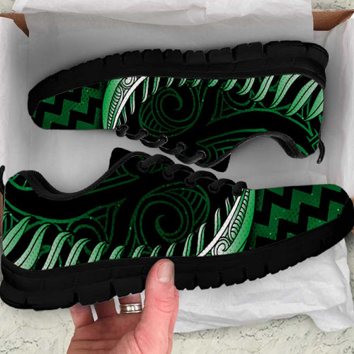 Green Matariki New Zealand Sneakers Maori Poutama Galaxy Vibes