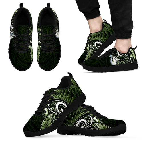 Green New Zealand Sneakers Aotearoa Silver Fern With Manaia Maori Unique