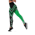 Green Niho Taniwha Mix Poutama Leggings Unique Taniko Aotearoa - Aussie Hoodie