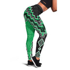 Green Niho Taniwha Mix Poutama Leggings Unique Taniko Aotearoa - Aussie Hoodie