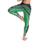 Green Niho Taniwha Mix Poutama Leggings Unique Taniko Aotearoa - Aussie Hoodie