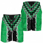 Green Niho Taniwha Mix Poutama Shorts for Men Unique Taniko Aotearoa - Aussie Hoodie