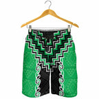 Green Niho Taniwha Mix Poutama Shorts for Men Unique Taniko Aotearoa - Aussie Hoodie