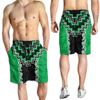 Green Niho Taniwha Mix Poutama Shorts for Men Unique Taniko Aotearoa - Aussie Hoodie