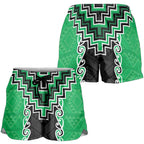 Green Niho Taniwha Mix Poutama Shorts for Women Unique Taniko Aotearoa - Aussie Hoodie
