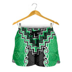 Green Niho Taniwha Mix Poutama Shorts for Women Unique Taniko Aotearoa - Aussie Hoodie