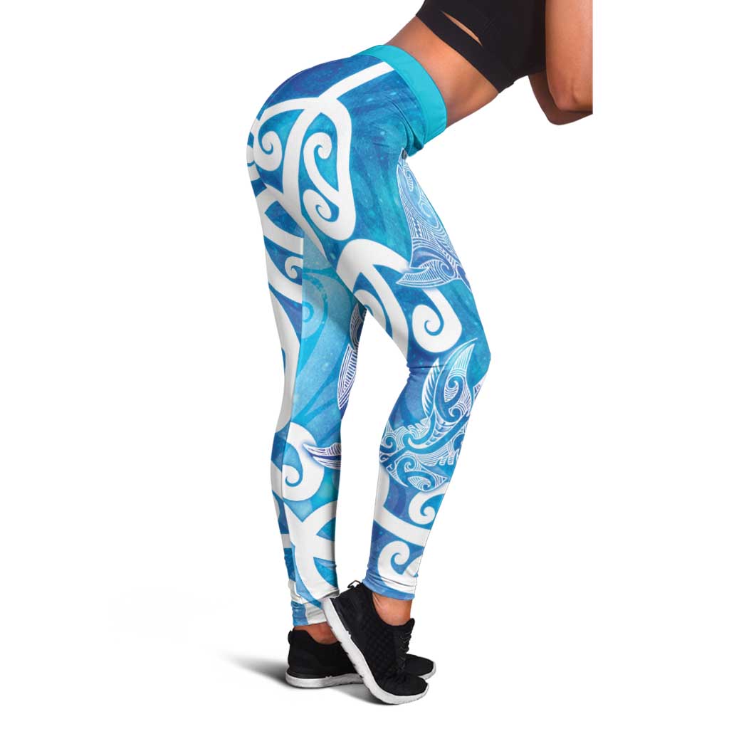 Hammerhead Shark Tattoo New Zealand Leggings Maori Galaxy Mangopare Pattern