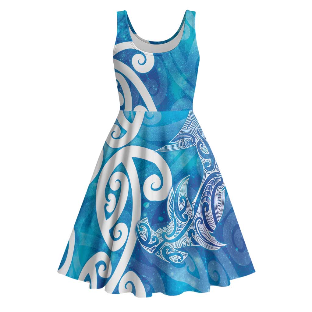 Hammerhead Shark Tattoo New Zealand Midi Dress Maori Galaxy Mangopare Pattern