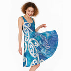 Hammerhead Shark Tattoo New Zealand Midi Dress Maori Galaxy Mangopare Pattern