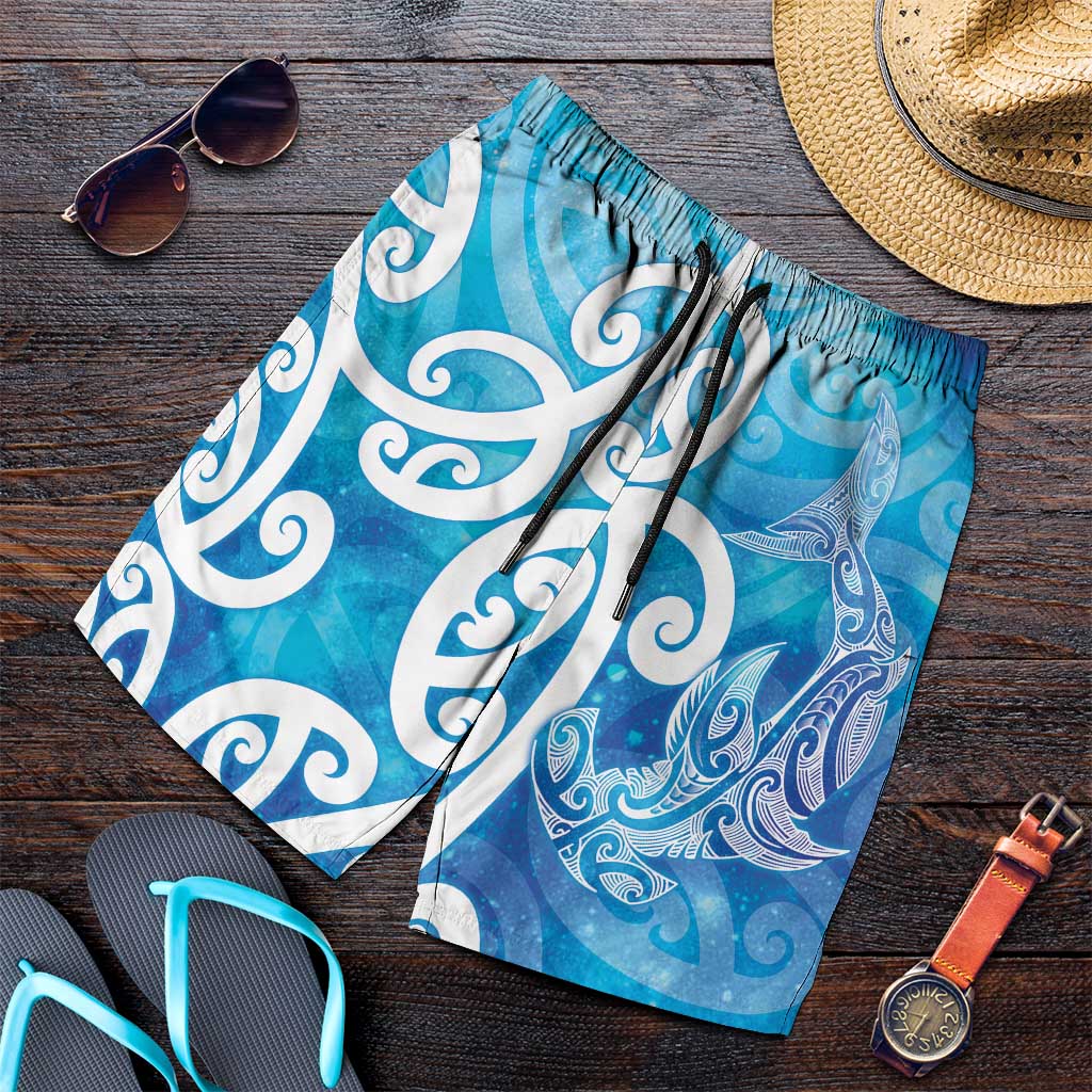 Hammerhead Shark Tattoo New Zealand Shorts for Men Maori Galaxy Mangopare Pattern