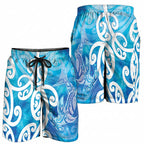 Hammerhead Shark Tattoo New Zealand Shorts for Men Maori Galaxy Mangopare Pattern