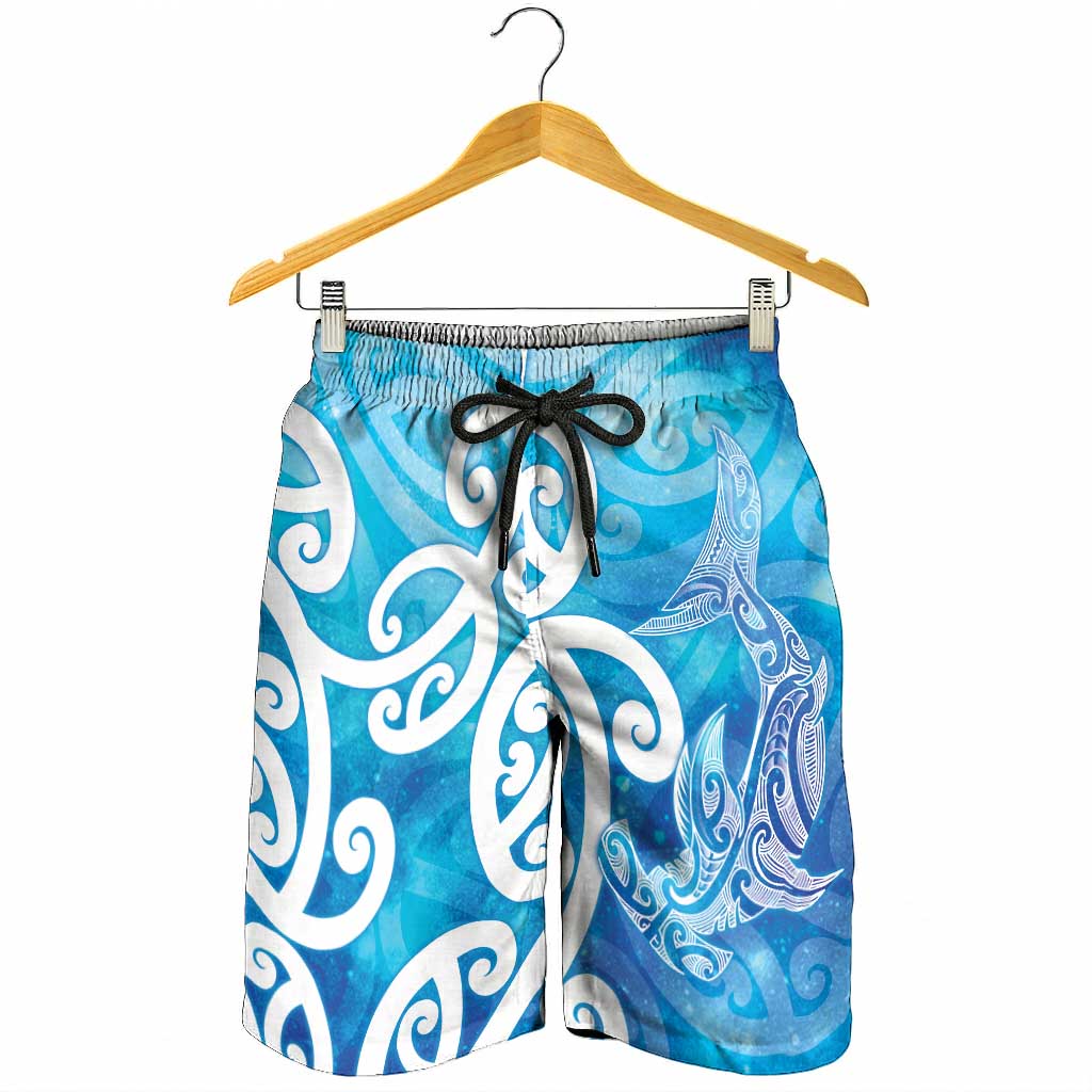 Hammerhead Shark Tattoo New Zealand Shorts for Men Maori Galaxy Mangopare Pattern