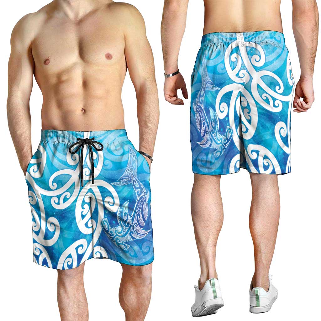 Hammerhead Shark Tattoo New Zealand Shorts for Men Maori Galaxy Mangopare Pattern
