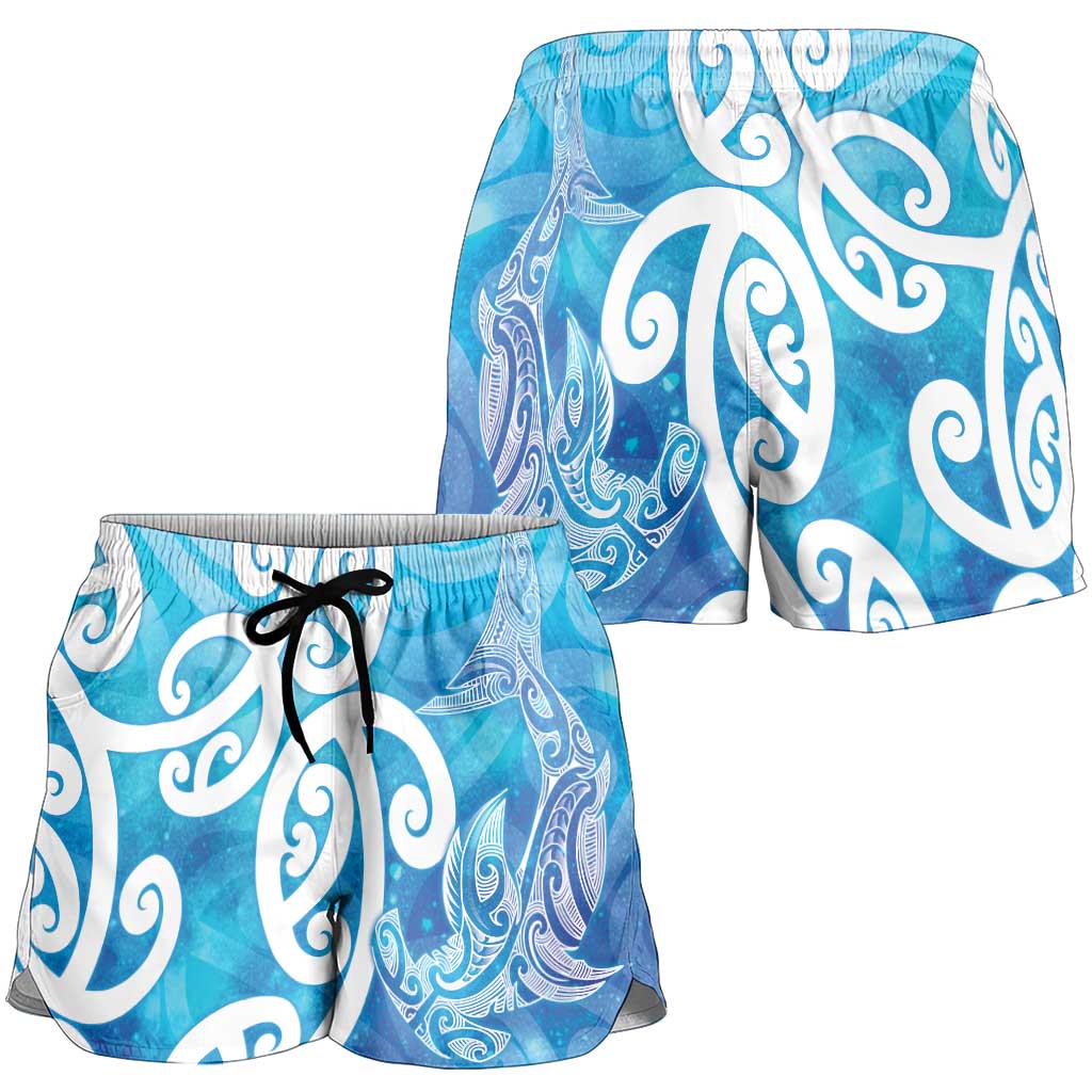 Hammerhead Shark Tattoo New Zealand Shorts for Women Maori Galaxy Mangopare Pattern