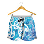 Hammerhead Shark Tattoo New Zealand Shorts for Women Maori Galaxy Mangopare Pattern