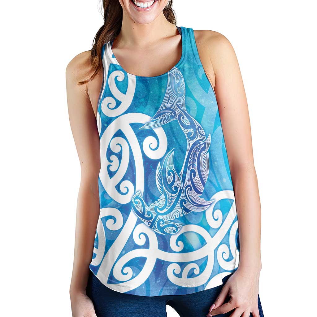 Hammerhead Shark Tattoo New Zealand Women Racerback Tank Maori Galaxy Mangopare Pattern