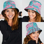 Hereditary And Gynecologic Cancer Awareness Bucket Hat Teal Pink Ribbon Aboriginal Art - Aussie Hoodie