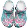 Hereditary And Gynecologic Cancer Awareness Clogs Shoes Teal Pink Ribbon Aboriginal Art - Aussie Hoodie