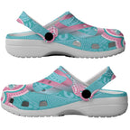 Hereditary And Gynecologic Cancer Awareness Clogs Shoes Teal Pink Ribbon Aboriginal Art - Aussie Hoodie