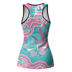 Hereditary And Gynecologic Cancer Awareness Hollow Tank Top Teal Pink Ribbon Aboriginal Art - Aussie Hoodie