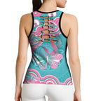 Hereditary And Gynecologic Cancer Awareness Hollow Tank Top Teal Pink Ribbon Aboriginal Art - Aussie Hoodie