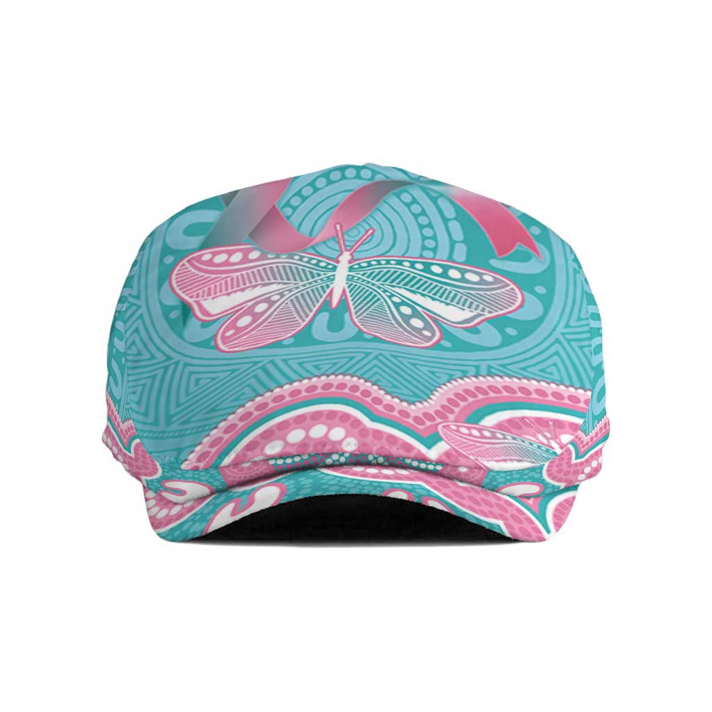 Hereditary And Gynecologic Cancer Awareness Jeff Hat Teal Pink Ribbon Aboriginal Art - Aussie Hoodie