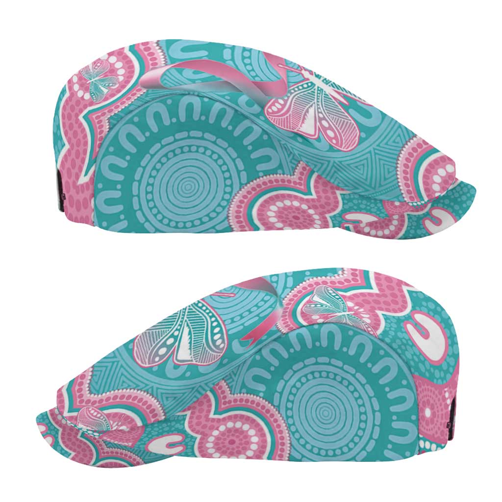 Hereditary And Gynecologic Cancer Awareness Jeff Hat Teal Pink Ribbon Aboriginal Art - Aussie Hoodie
