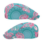 Hereditary And Gynecologic Cancer Awareness Jeff Hat Teal Pink Ribbon Aboriginal Art - Aussie Hoodie