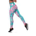 Hereditary And Gynecologic Cancer Awareness Leggings Teal Pink Ribbon Aboriginal Art - Aussie Hoodie